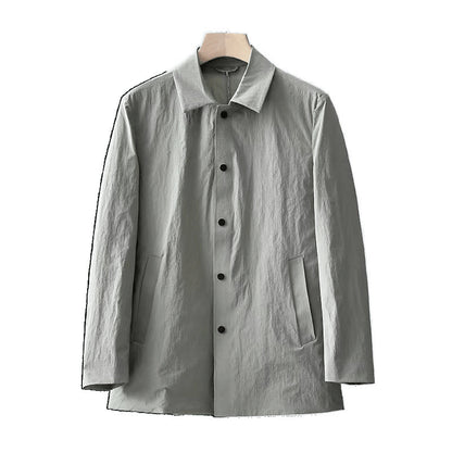 Light Luxury Casual Mid-length Trench Coat Men's Thin Sun-proof Coat Fashion Polo